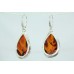 925 sterling silver designer dangle earring natural amber stone 2.0 inch